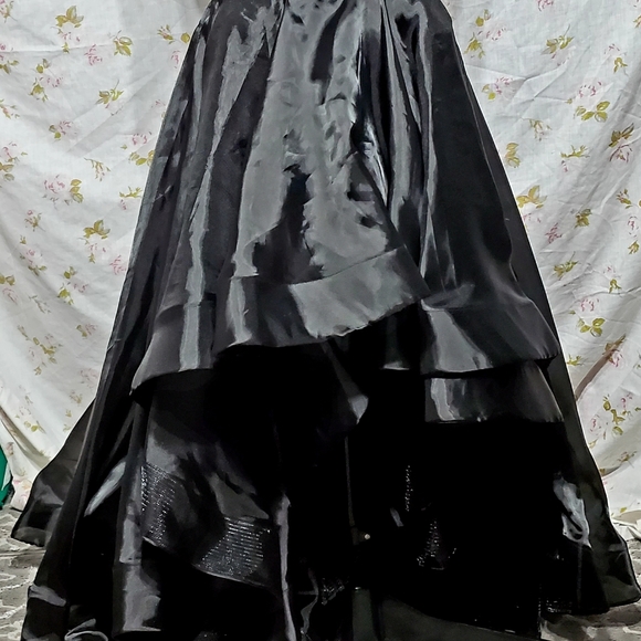 Two Piece, Black and Silver Beaded Prom Dress - Picture 4 of 5